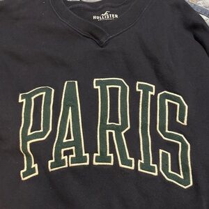 Hollister Navy Sweatshirt with Green Paris Lettering